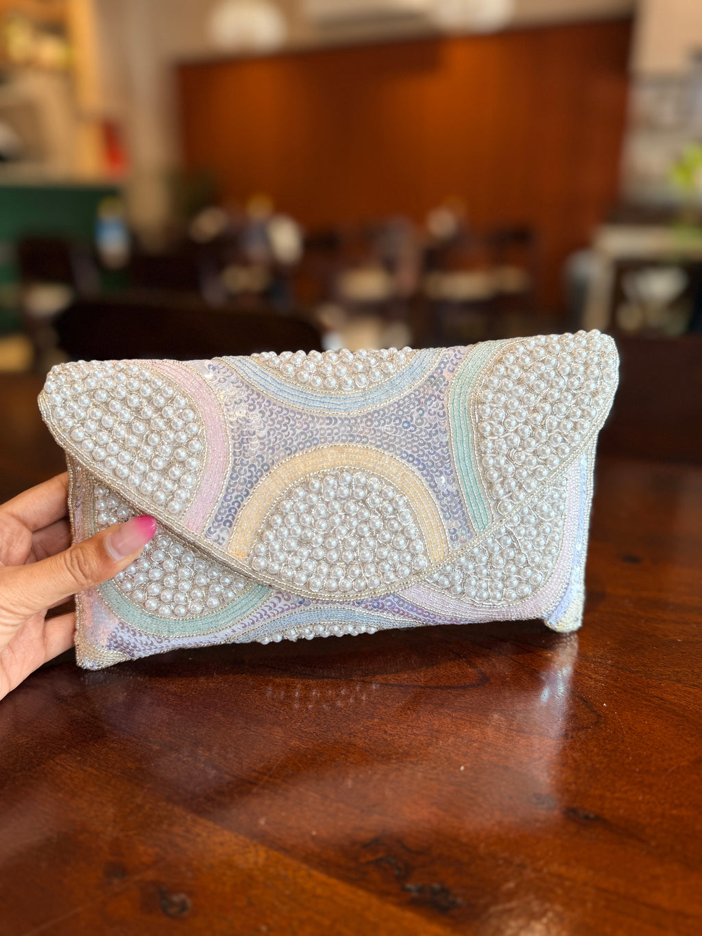 Kumud Pearl Flap Bag