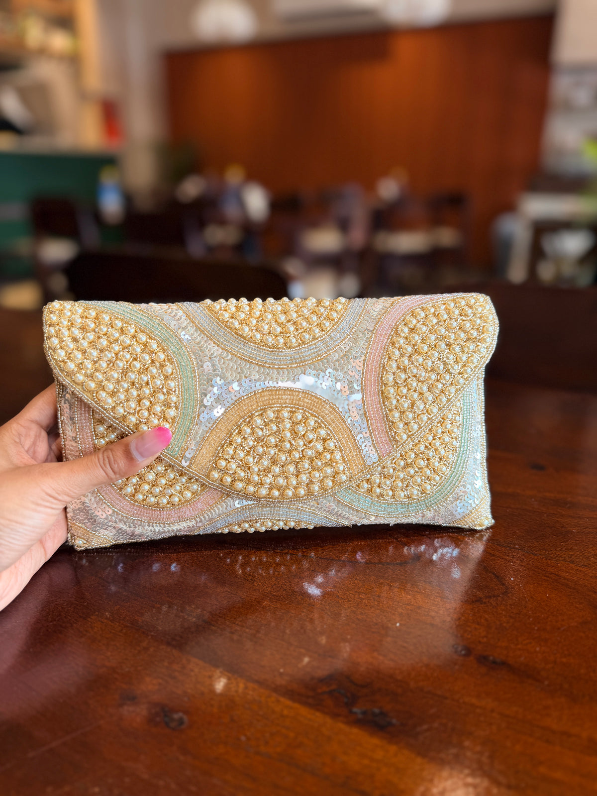 Kumud Pearl Flap Bag