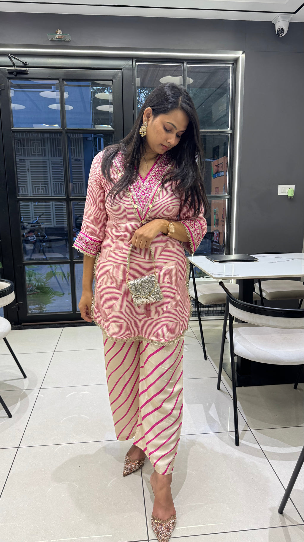 Mini Saanjh Mixed Metal Box Clutch