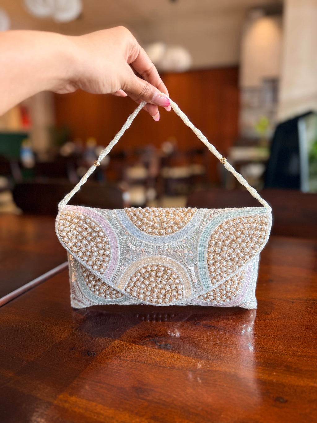 Kumud Pearl Flap Bag