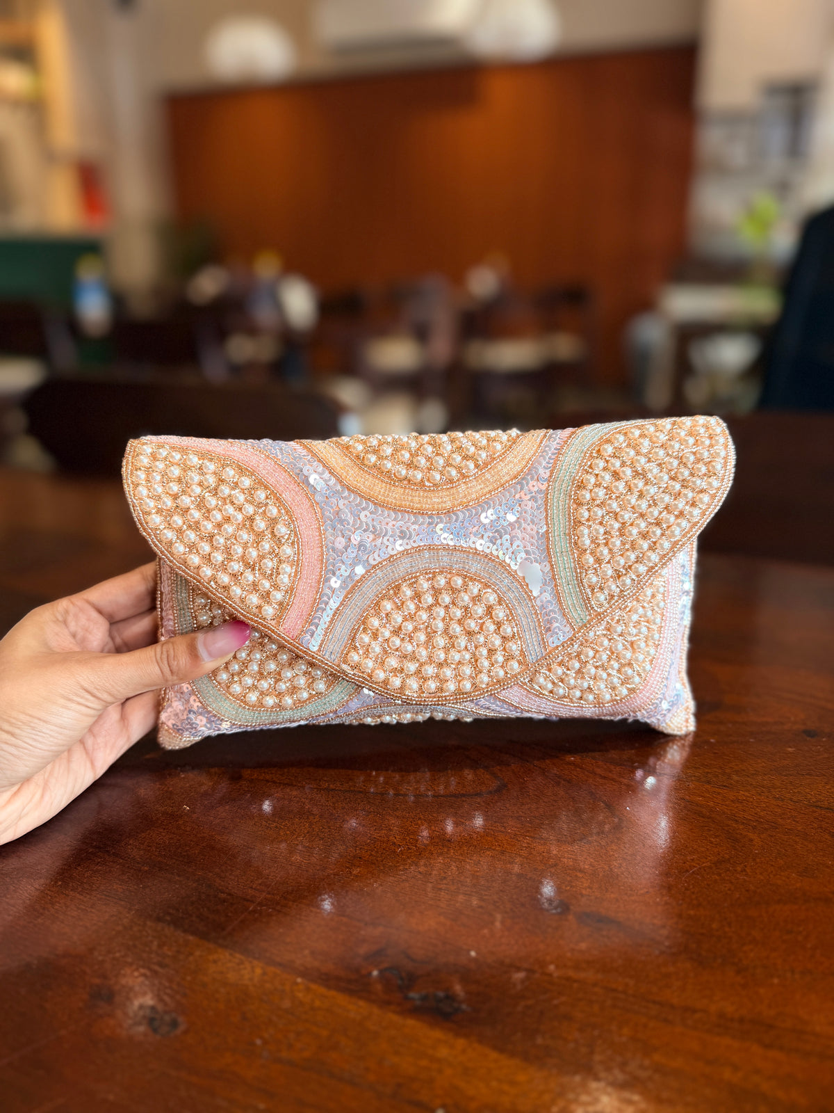Kumud Pearl Flap Bag