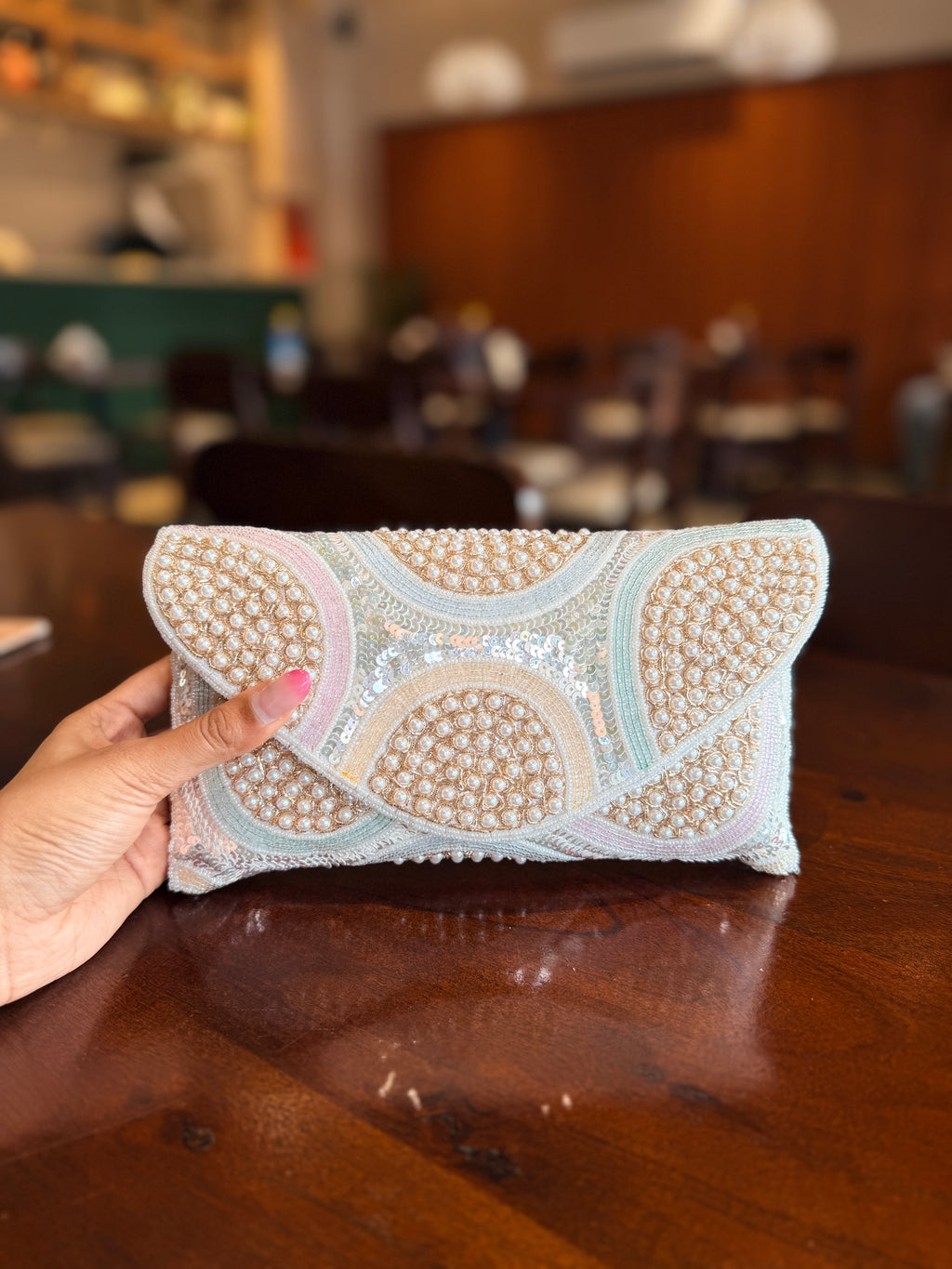 Kumud Pearl Flap Bag