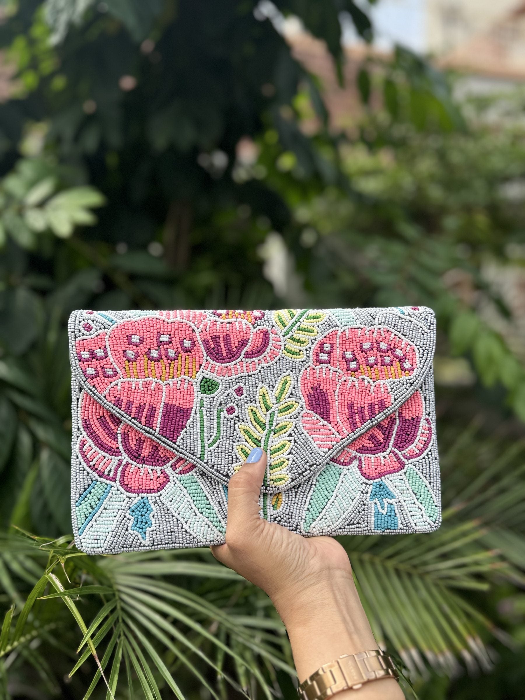 Happy Blooms Beaded Flap