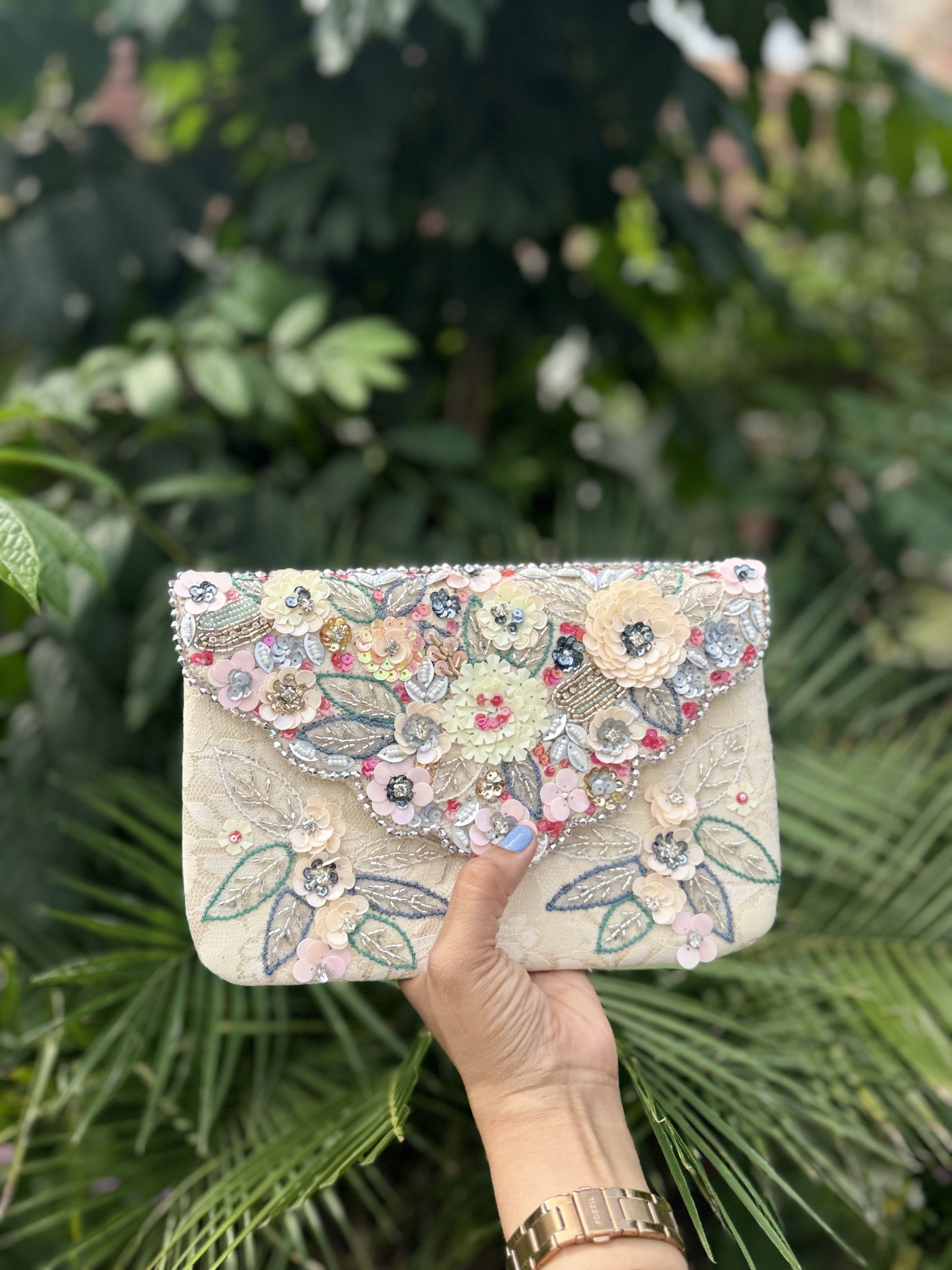 Happy Blooms Beaded Flap