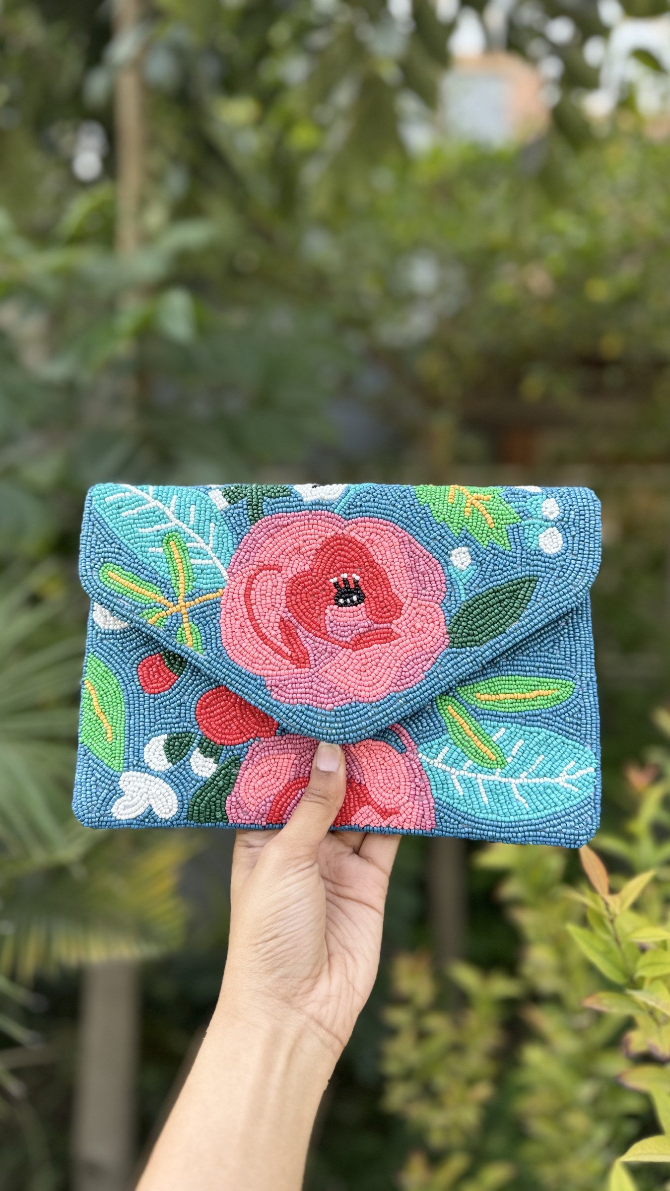 Happy Blooms Beaded Flap