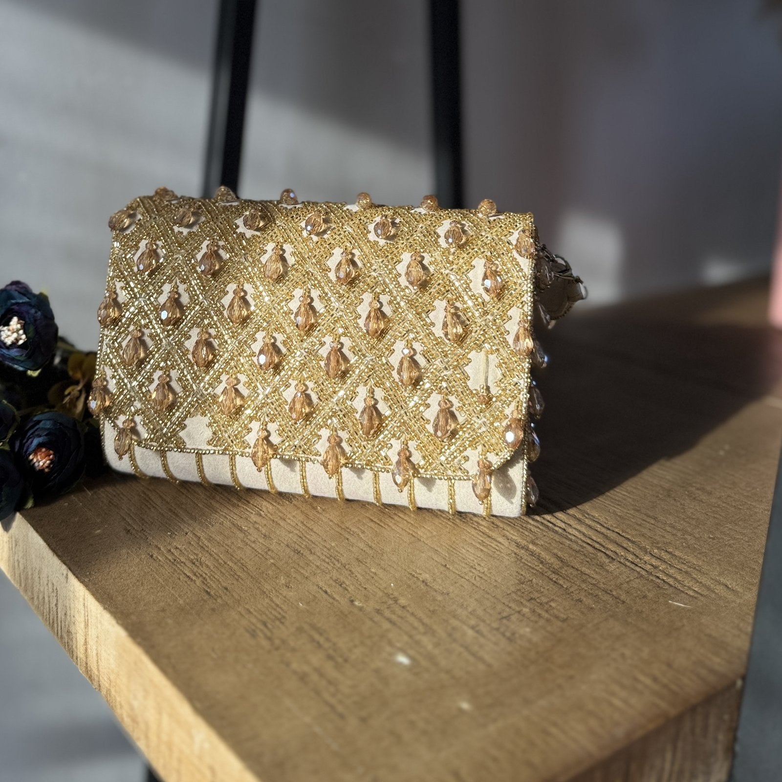 Interior view of the Ahana bag showing the travel sleeve pocket and lining fabric.