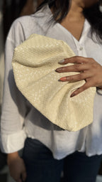 Angle view showing the gather folds and soft pillow structure.