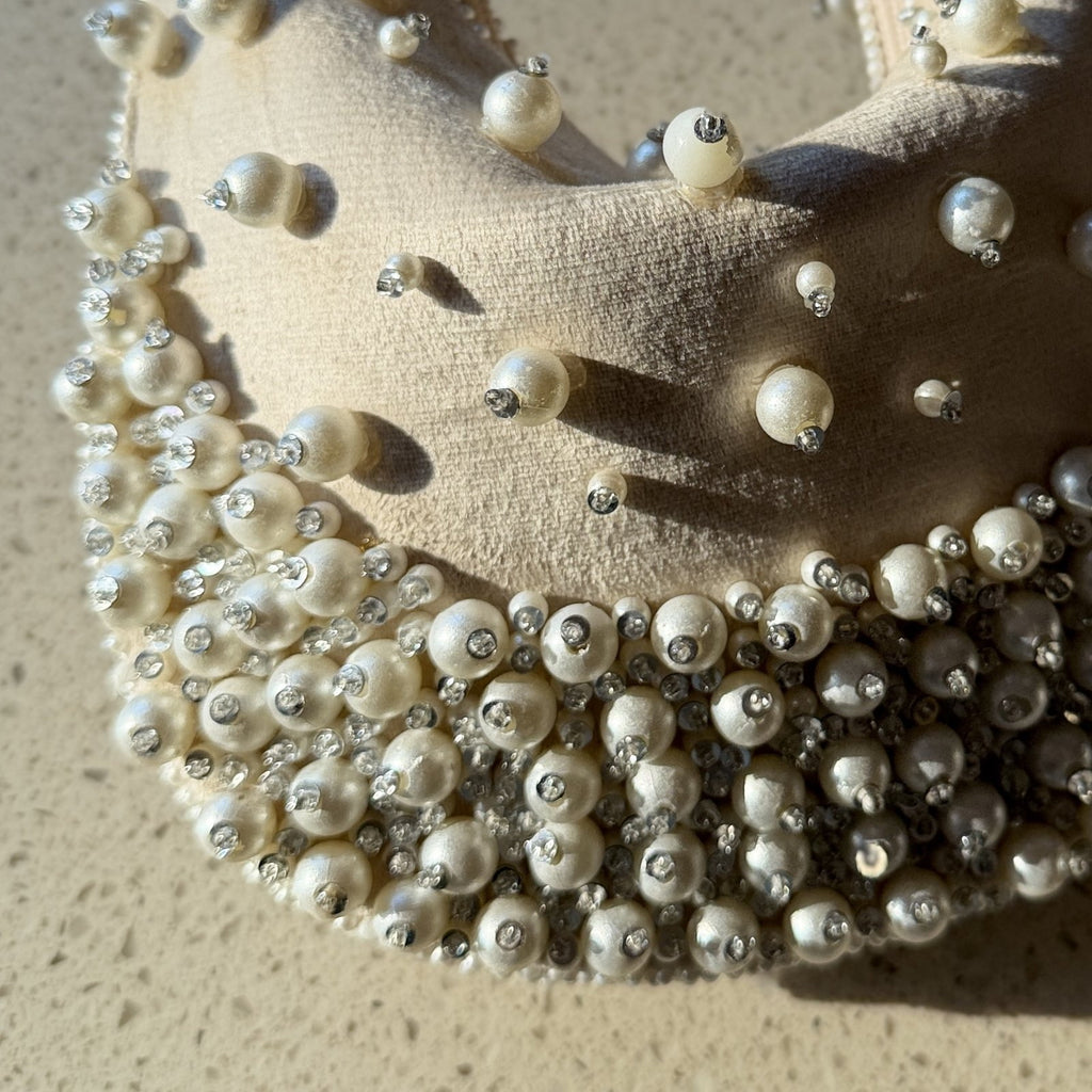 Frosted Pearl Premium Suede Evening Bag