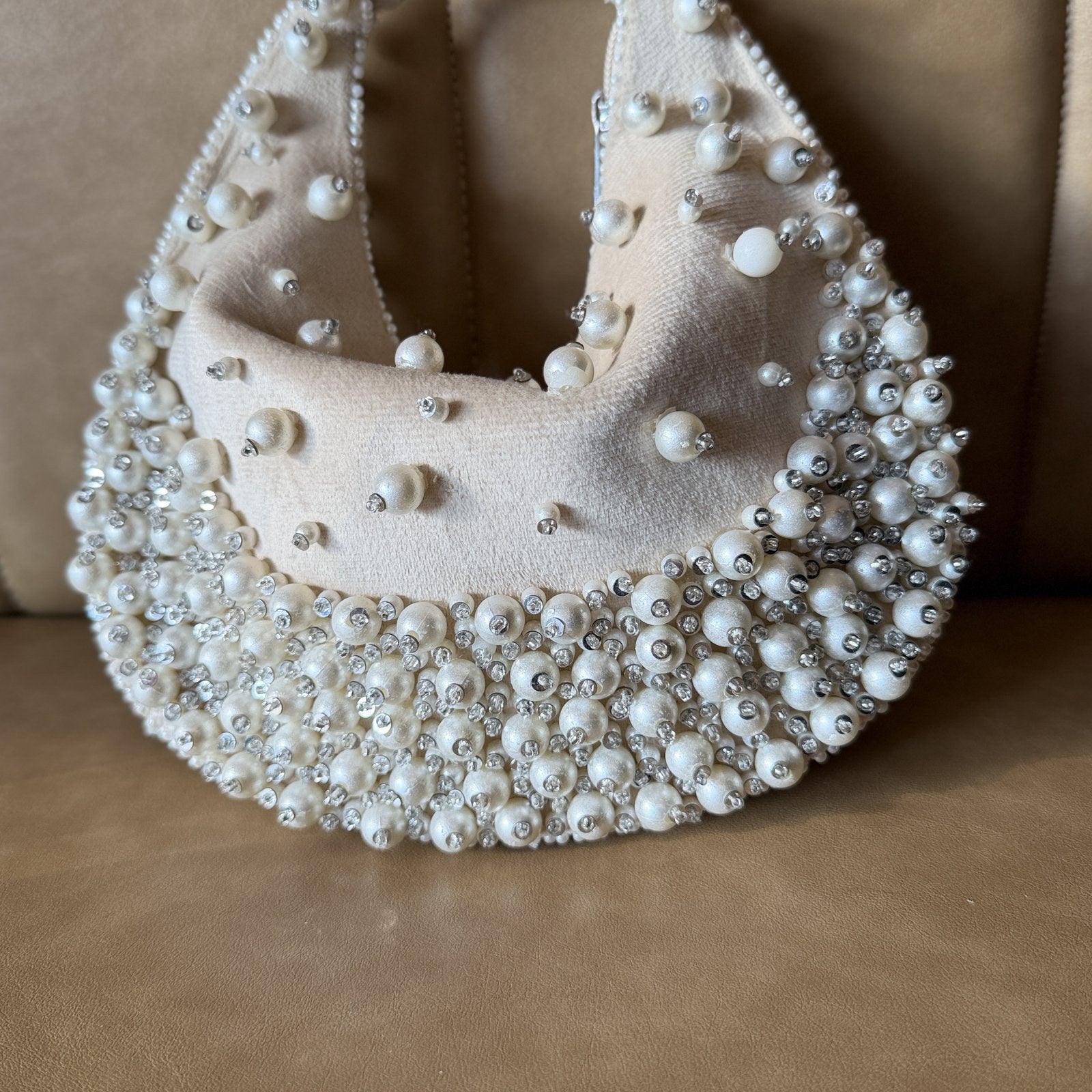 Frosted Pearl Premium Suede Evening Bag