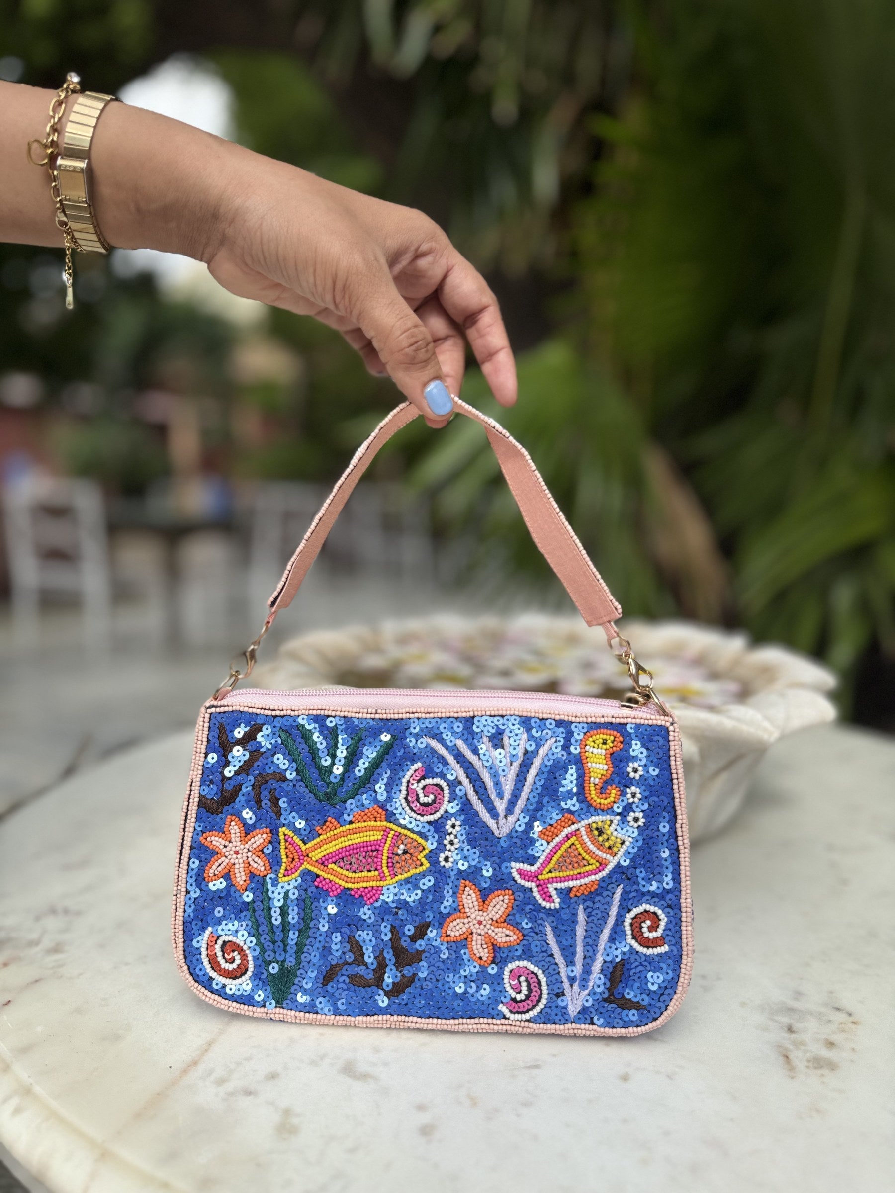 The Funky Fix bag open, showing the spacious interior lining and pocket.