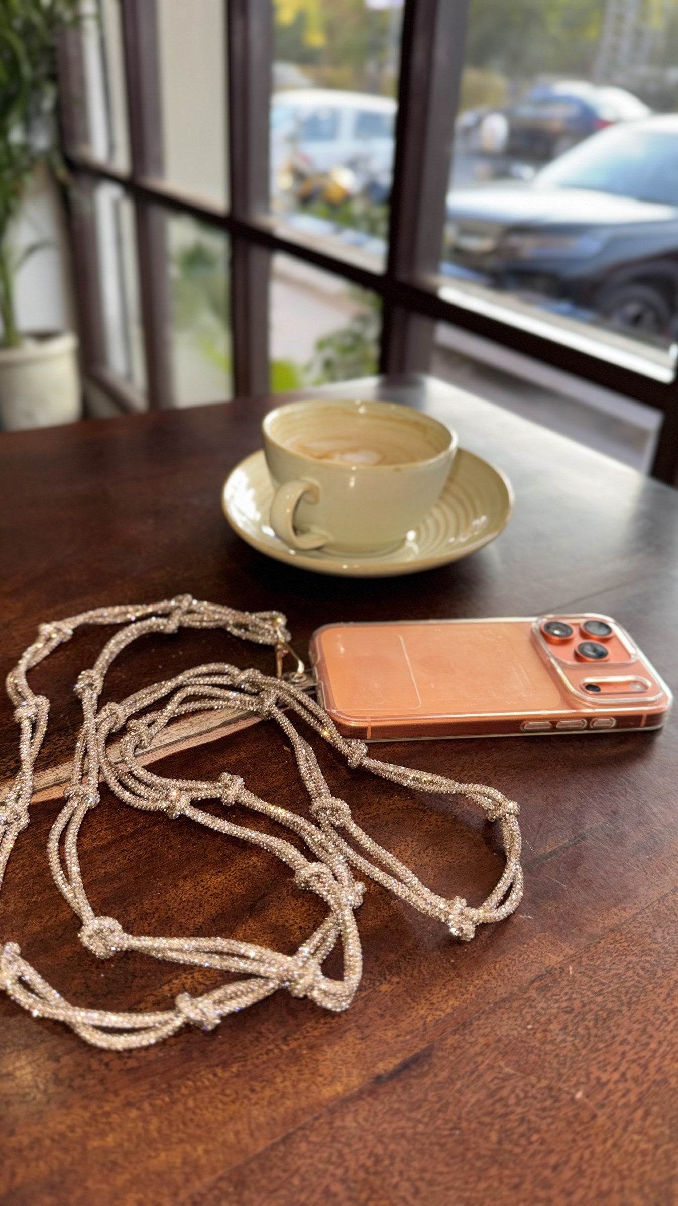 Detail of the stitching and metal hardware of the Lanyard.