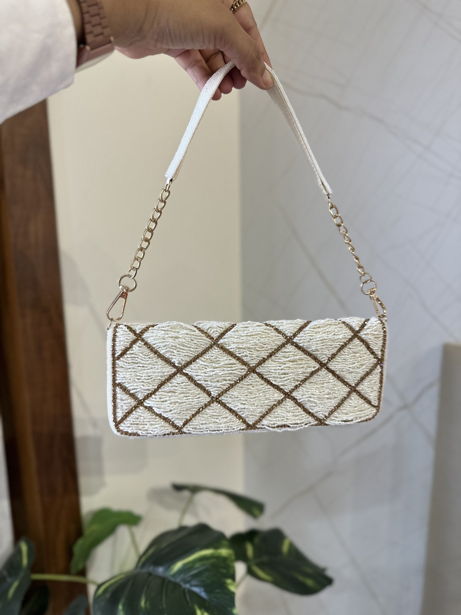 Open view of the Midnight Mosaic bag showing the soft lining and interior pocket.