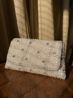 Rear view of the Moonbeam bag showing the consistent coverage of beads and crystals on the back.