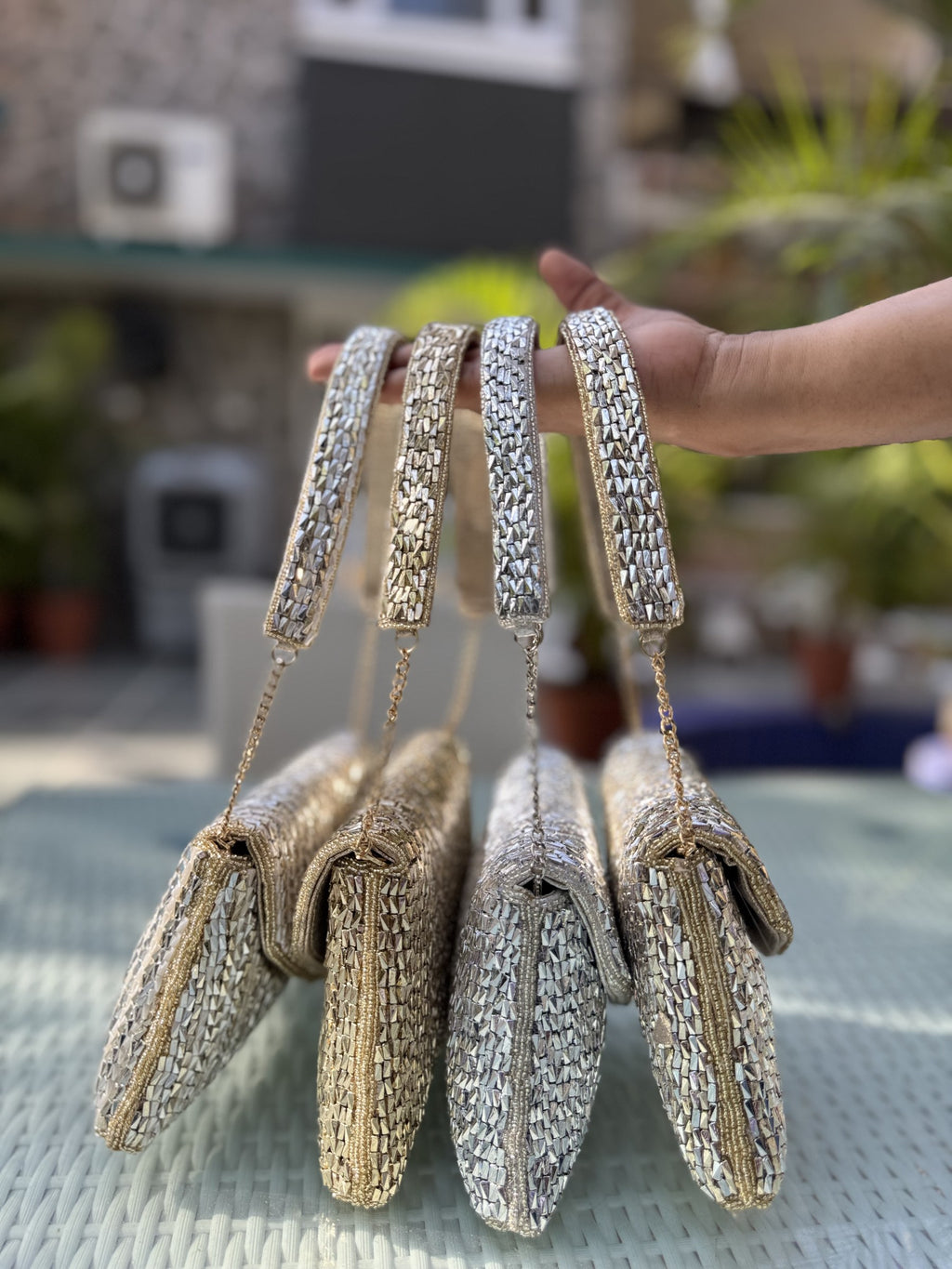 Detailed close-up of the weave and texture under warm evening lighting.