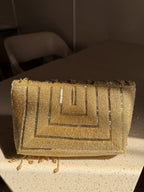 Rear view of the Starlace bag showing the consistent coverage of embroidery on the back fabric.