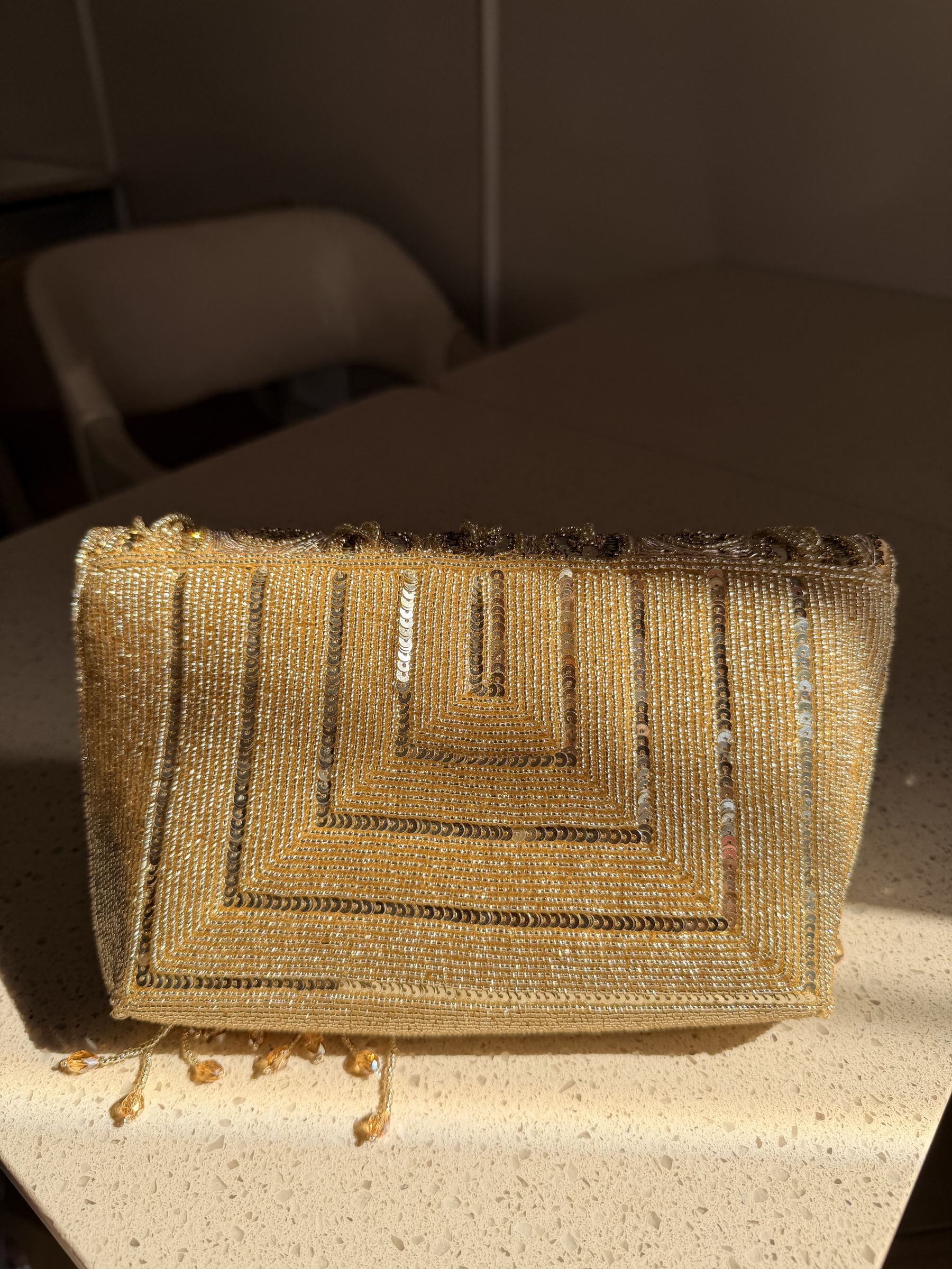Rear view of the Starlace bag showing the consistent coverage of embroidery on the back fabric.