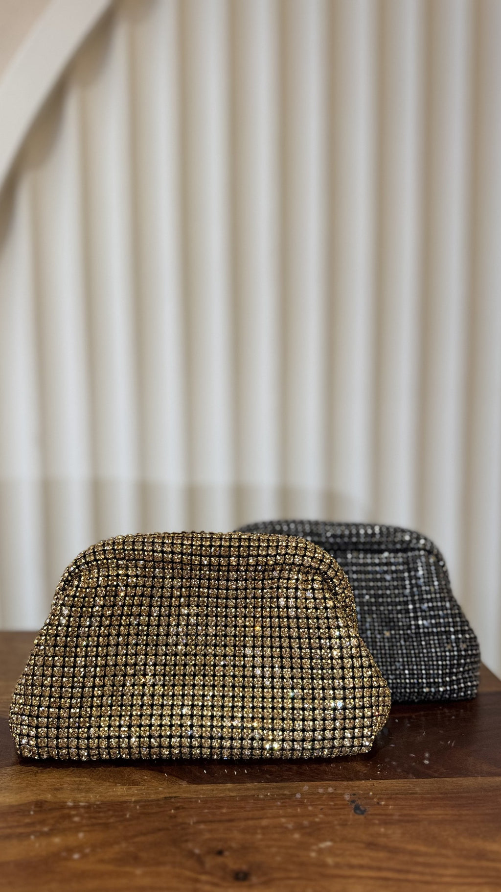 Top view of the Starlit bag showcasing the metal clasp lock frame.
