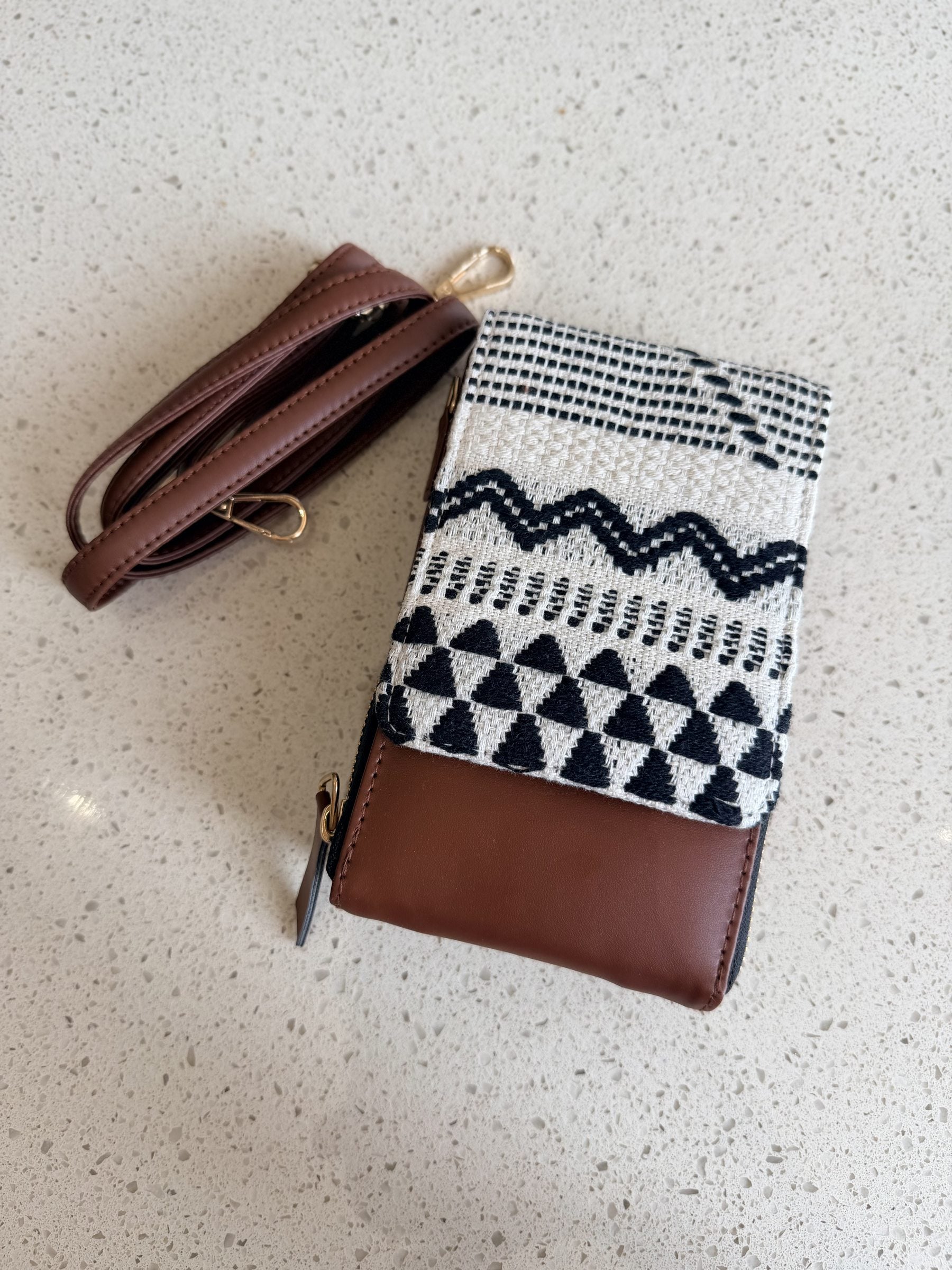 The organizer sling bag held open, displaying multiple internal sleeves and card slots.