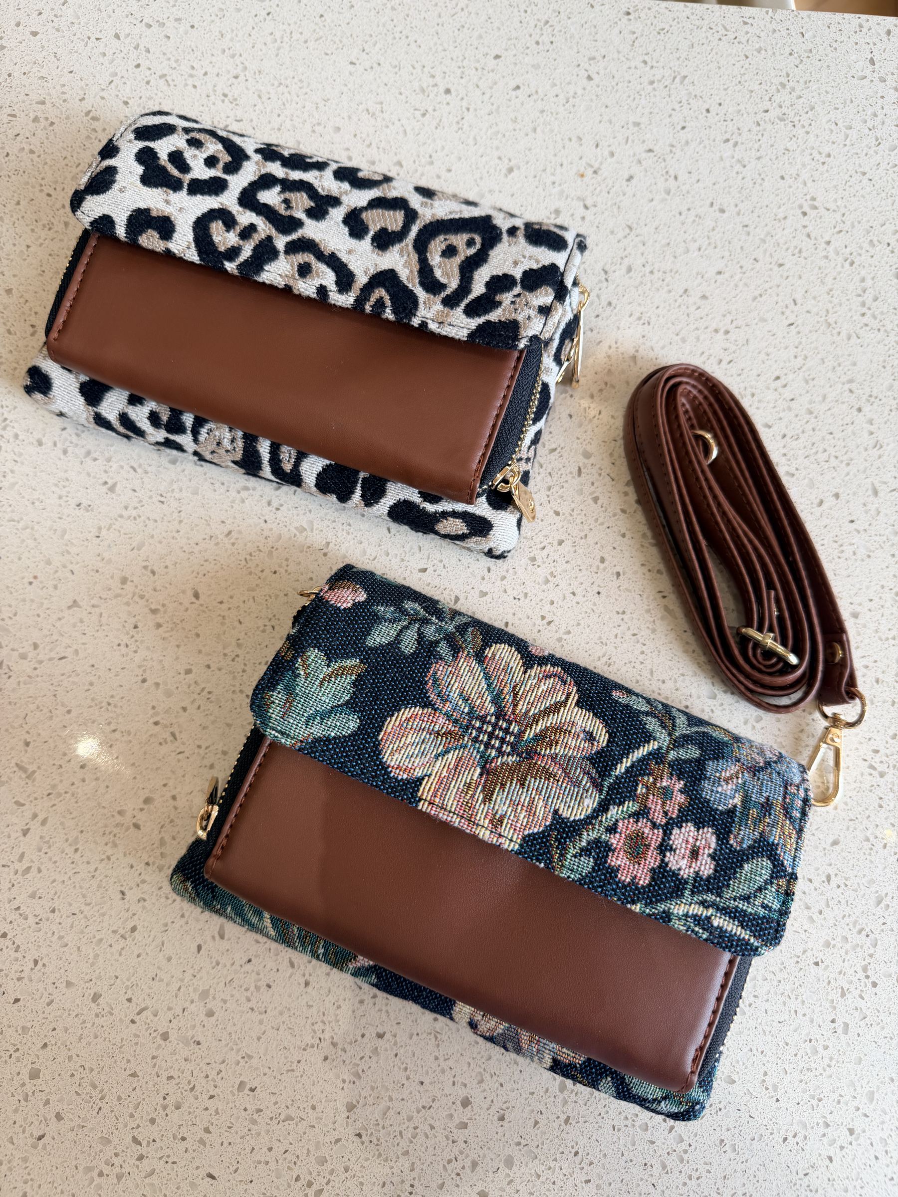 Side view showing how the dual pockets expand slightly when holding a phone and keys.